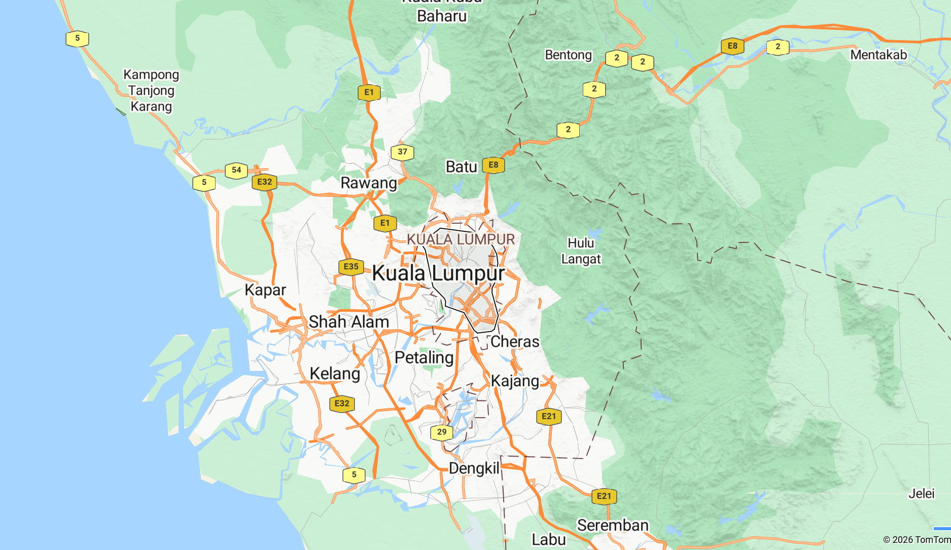 el mapa de Kuala Lumpur